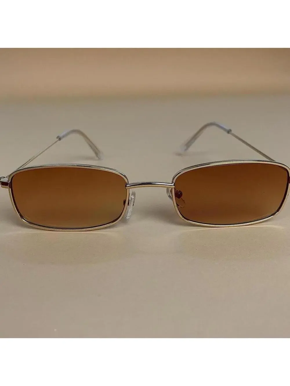 Classy Y2k 2000s vintage brown and gold unique slim style silver mirror lense